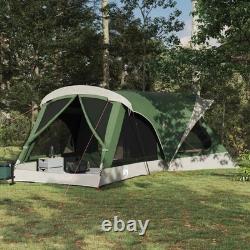 WALPLUS Tente familiale verte 550x555x208 cm Grand abri de camping 12 personnes